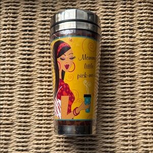 Yellow Graphic Travel Tumbler with Retro Woman